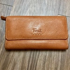 Fossil Brown/Tan Flap Clutch Wallet